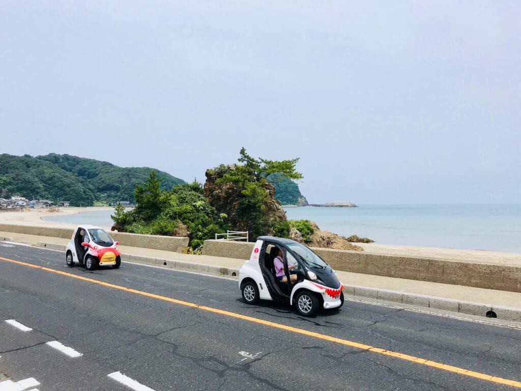 鳥取 浦富海岸 超小型自動車 ジオコムス でドライブ体験 アニメ巡礼コース 鳥取ツアーズ